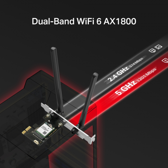 Mercusys MA70XE AX1800 Wi-Fi 6 Bluetooth 5.4 PCIe Adapter