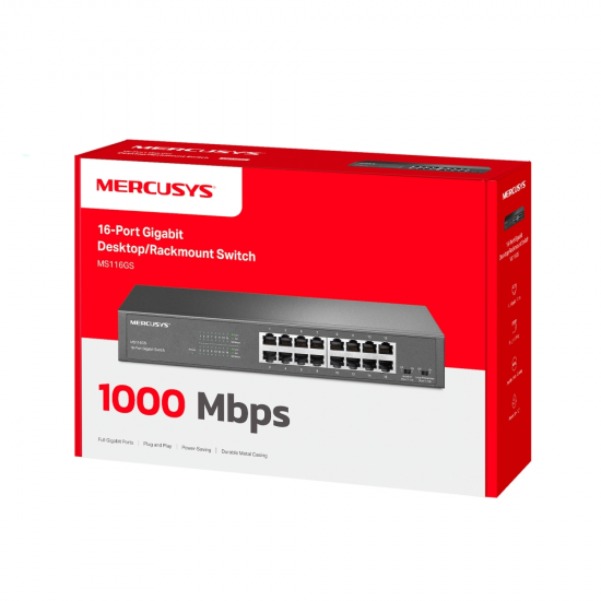 Mercusys MS116GS 16-Port Gigabit Desktop/Rackmount Switch Mercusys MS116GS 16-Port Gigabit Desktop/Rackmount Switch