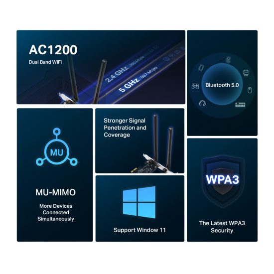 Mercusys MA30E AC1200 Wi-Fi Bluetooth PCIe Adapter