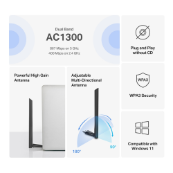 Mercusys MA30H AC1300 High Gain Wireless Dual Band USB Adapter