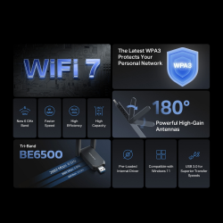 Mercusys MA37BEH BE6500 Wi-Fi 7 High-Gain Wireless USB Adapter