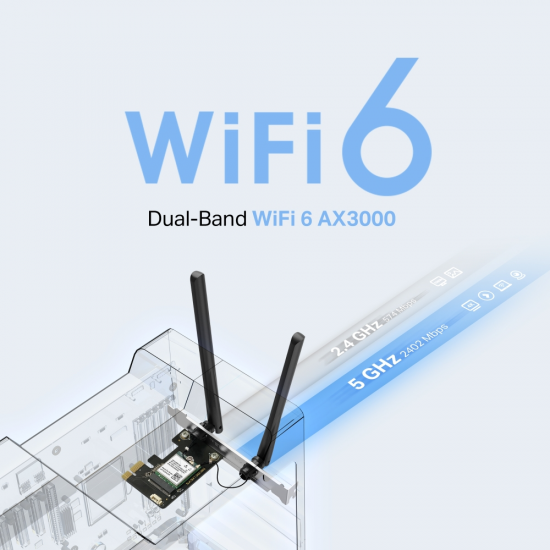 Mercusys MA80XE AX3000 Wi-Fi 6 Bluetooth 5.3 PCIe Adapter Mercusys MA80XE AX3000 Wi-Fi 6 Bluetooth 5.3 PCIe Adapter