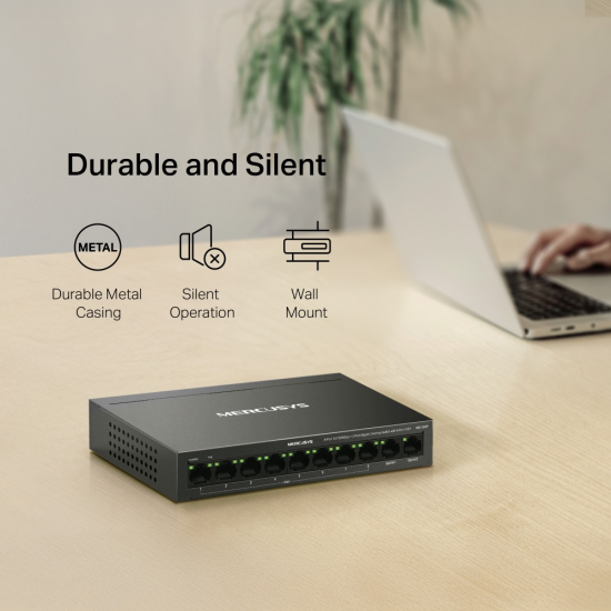 Mercusys MS110CP 8-Port 10/100 Mbps + 2-Port Gigabit Desktop Switch with 8-Port PoE+