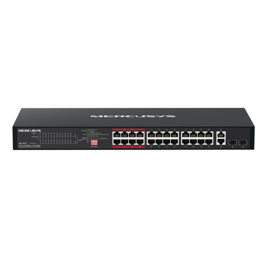 Mercusys MS126CP 24-Port 10/100 Mbps + 2-Port Gigabit Rackmount Switch with 24-Port PoE+