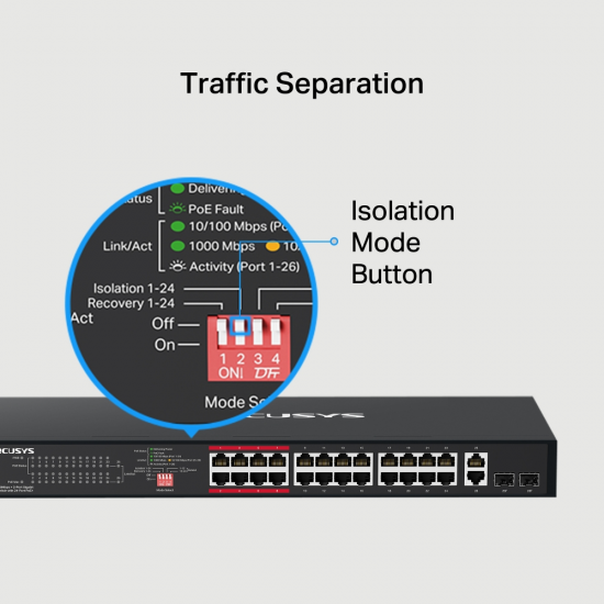 Mercusys MS126CP 24-Port 10/100 Mbps + 2-Port Gigabit Rackmount Switch with 24-Port PoE+