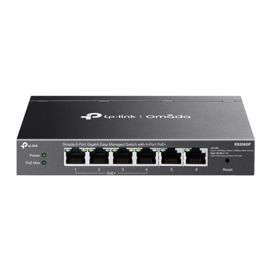 TP-Link ES206GP Omada 6-Port Gigabit Easy Managed Switch with 4-Port PoE+ TP-Link ES206GP Omada 6-Port Gigabit Easy Managed Switch with 4-Port PoE+
