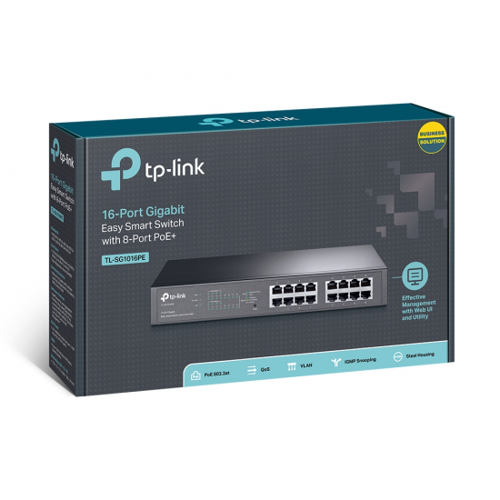 TP-Link TL-SG1016PE 16-Port Gigabit Easy Smart PoE Switch with 8-Port PoE+