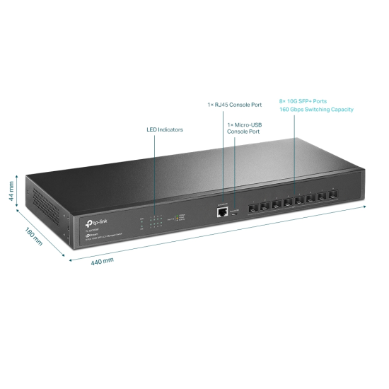 TP-Link TL-SX3008F JetStream 8-Port 10GE SFP+ L2+ Managed Switch