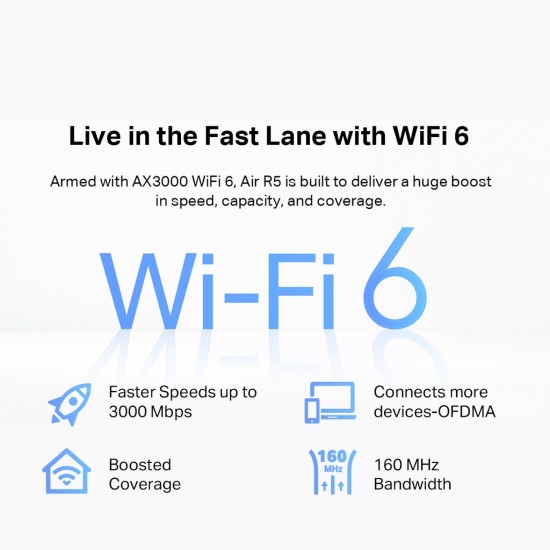 TP-Link Archer Air R5 AX3000 Dual-Band Wi-Fi 6 Air Router TP-Link Archer Air R5 AX3000 Dual-Band Wi-Fi 6 Air Router