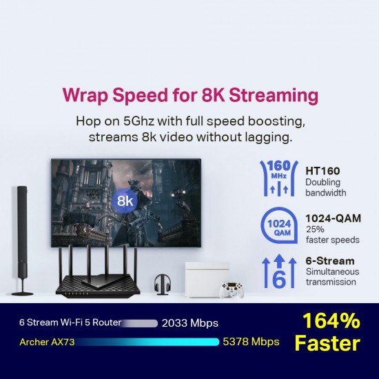 TP-Link Archer AX73 AX5400 Dual-Band Gigabit Wi-Fi 6 Router TP-Link Archer AX73 AX5400 Dual-Band Gigabit Wi-Fi 6 Router