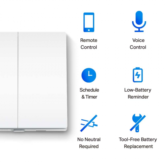 TP-LINK Tapo S220 Smart Light Switch, 2-Gang 1-Way