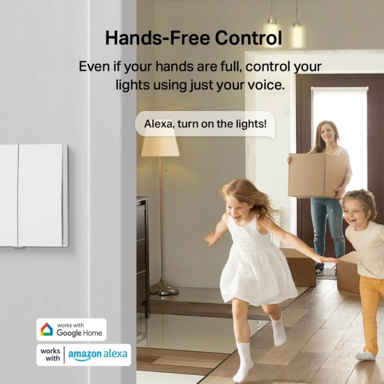 TP-LINK Tapo S220 Smart Light Switch, 2-Gang 1-Way