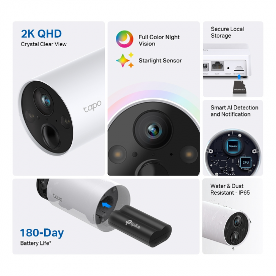 TP-Link Tapo C420S2 Smart Wire-Free Security Camera System, 2-Camera System