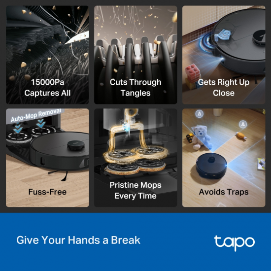 TP-Link Tapo RV50 Pro Omni Robot Vacuum & Mop + Advanced Self-Cleaning Docking Station TP-Link Tapo RV50 Pro Omni Robot Vacuum & Mop + Advanced Self-Cleaning Docking Station