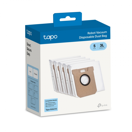 TP-Link Tapo RVA210 Tapo Robot Vacuum Disposable Dust Bag (5 Pcs) TP-Link Tapo RVA210 Tapo Robot Vacuum Disposable Dust Bag (5 Pcs)