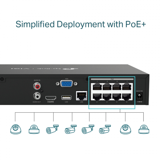 TP-Link VIGI NVR1008H-8P 8 Channel PoE+ Network Video Recorder TP-Link VIGI NVR1008H-8P 8 Channel PoE+ Network Video Recorder