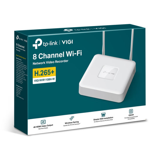 TP-Link VIGI NVR1108H-W VIGI 8 Channel Wi-Fi Network Video Recorder