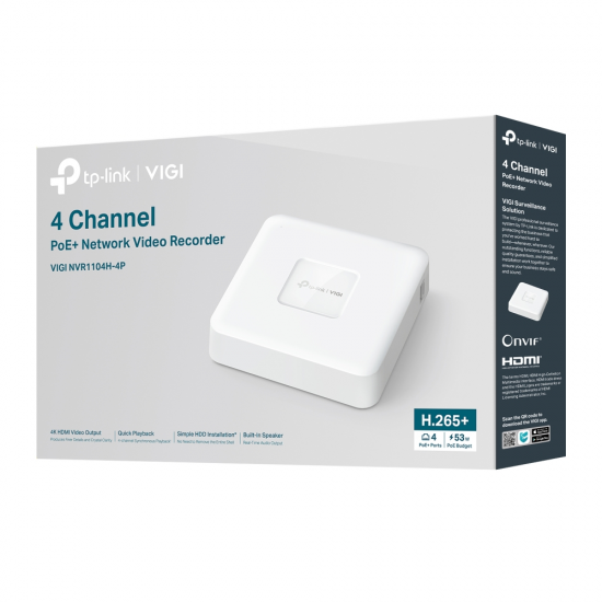 TP-Link VIGI NVR1104H-4P VIGI 4 Channel PoE+ Network Video Recorder