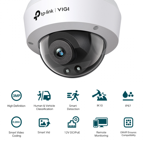TP-Link VIGI C230I VIGI 3MP IR Dome Network Camera TP-Link VIGI C230I VIGI 3MP IR Dome Network Camera