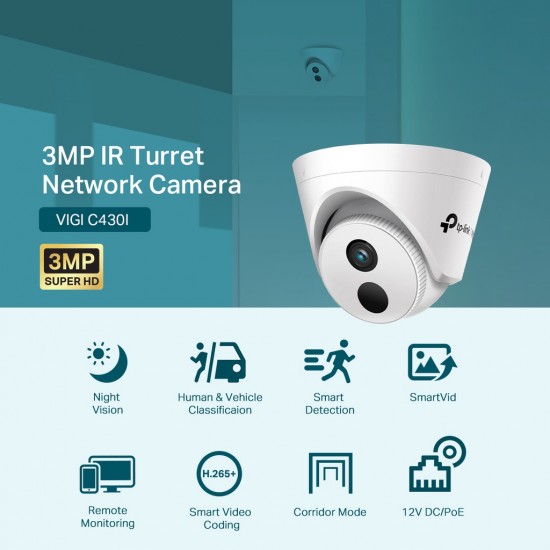 TP-Link VIGI C430I VIGI 3MP IR Turret Network Camera TP-Link VIGI C430I VIGI 3MP IR Turret Network Camera