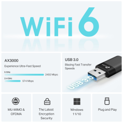 TP-Link Archer TX50U AX3000 Dual Band Wi-Fi 6 Wireless USB Adapter