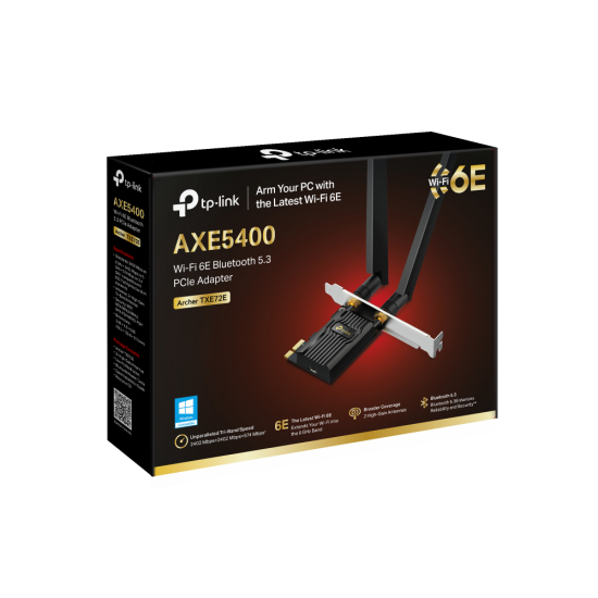 TP-Link Archer TXE72E AXE5400 Wi-Fi 6E Bluetooth 5.3 PCIe Adapter TP-Link Archer TXE72E AXE5400 Wi-Fi 6E Bluetooth 5.3 PCIe Adapter
